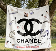 Whimsical Chanel Double C & Beauty Icon Flannel Sofa Throw Blanket IMG_6974